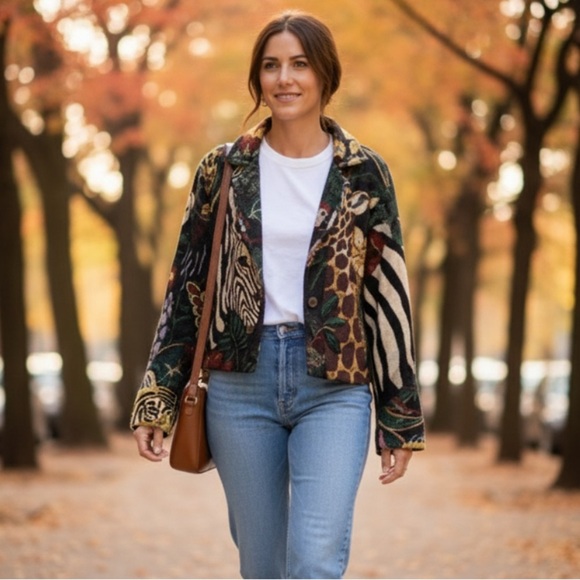 Vintage Paco Solér Jungle Animals Wildlife Safari Blazer - Picture 2 of 10